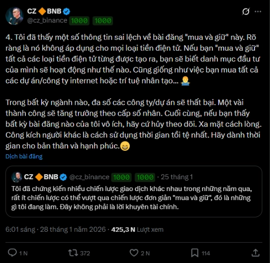 Tranh cãi nảy lửa về chiến lược "mua và giữ" của CZ 2 CZ giải thích