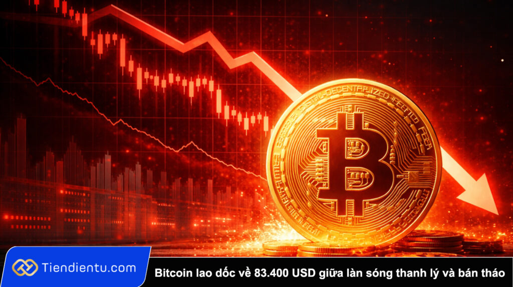 Bitcoin lao doc ve 83.400 USD giua lan song thanh ly va ban thao co phieu My