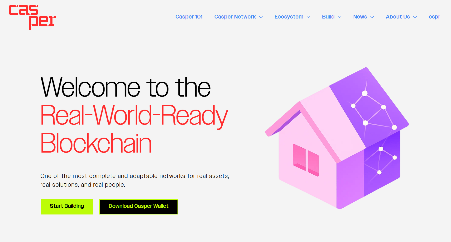 Giao diện trang chủ Casper Network