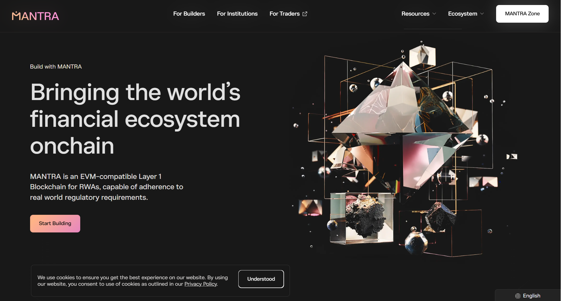 Giao diện trang chủ MANTRA Chain (OM) là gì