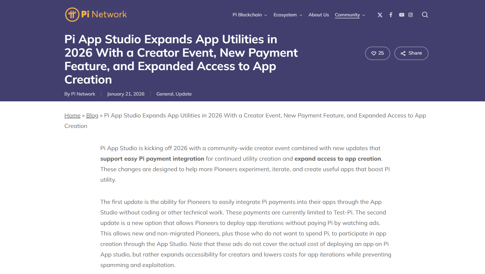 Pi Network tung loạt nâng cấp mới cho App Studio, giá phục hồi trở lại 2 Thông báo chính thức từ đội ngũ Pi Network