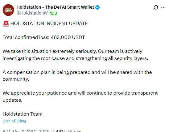 Dự án crypto “thuần Việt” Holdstation bất ngờ bị hack, giá token lao dốc hơn 50%