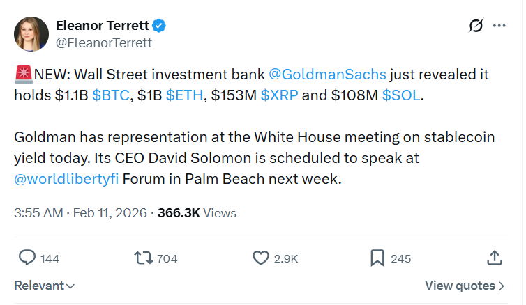 Goldman Sachs lần đầu công bố danh mục crypto hơn 2,3 tỷ USD