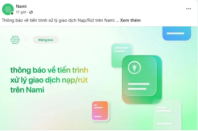Sau ONUS, Nami Exchange thông báo tạm ngưng rút tiền