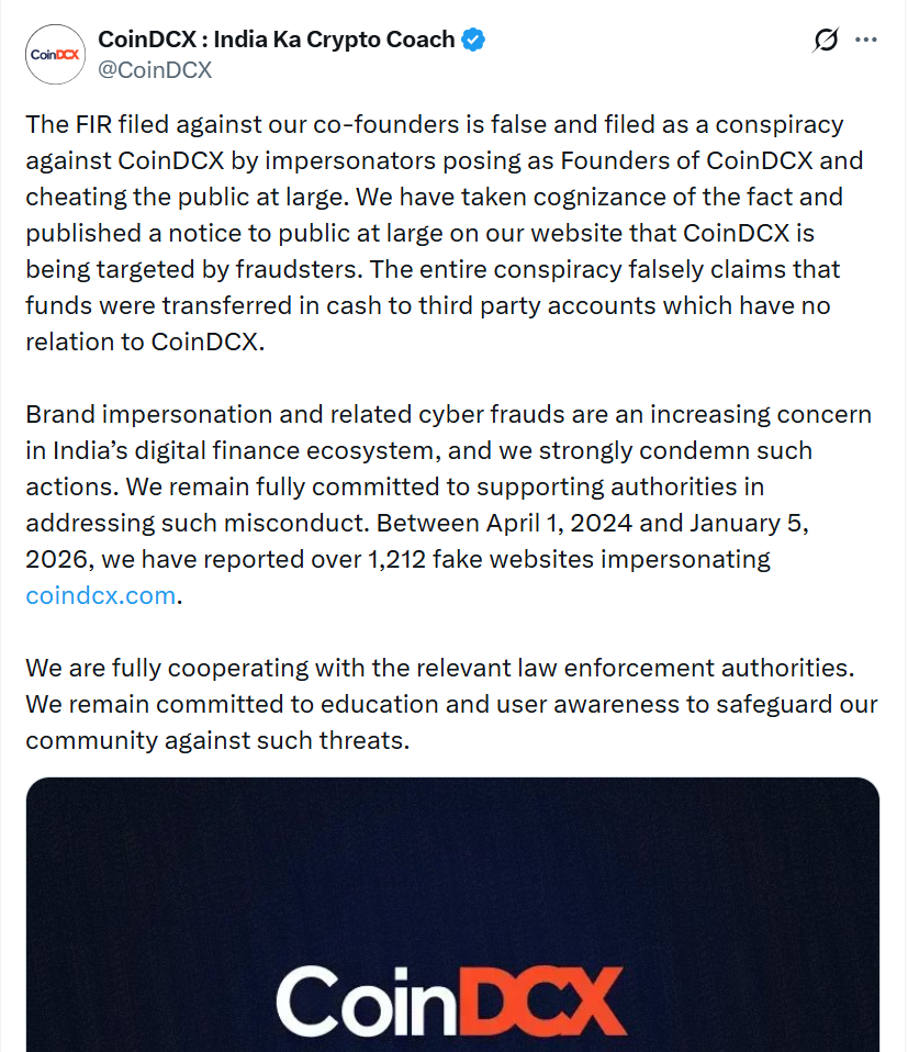 Ấn Độ bắt giữ 2 người sáng lập sàn CoinDCX với cáo buộc lừa đảo