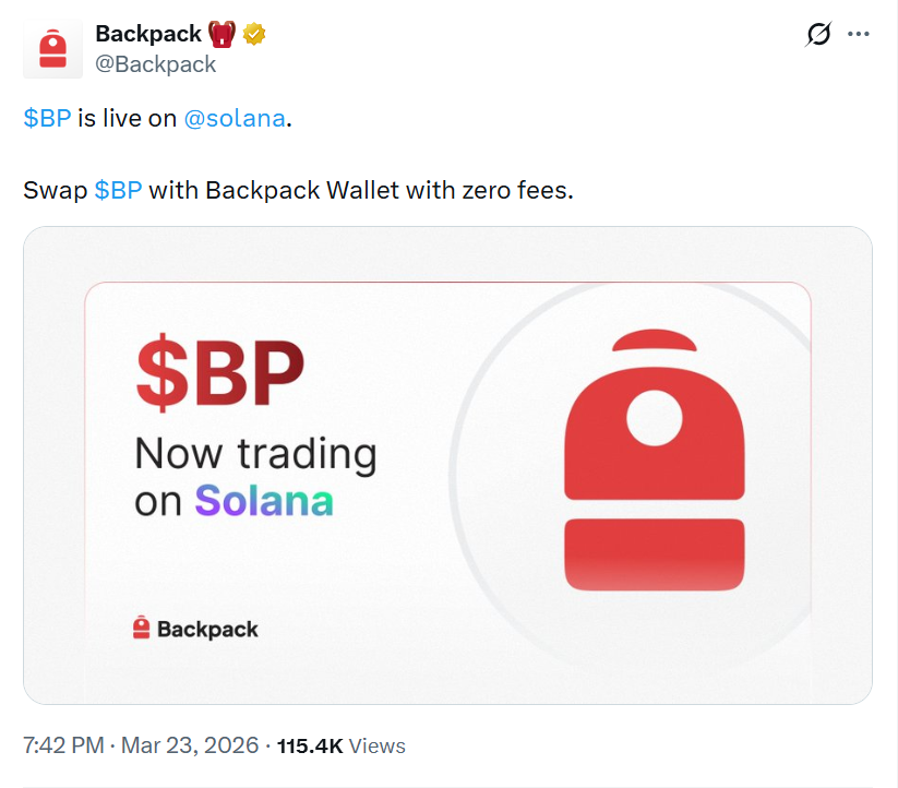 Sàn Backpack ra mắt token BP, airdrop 25% cho người dùng