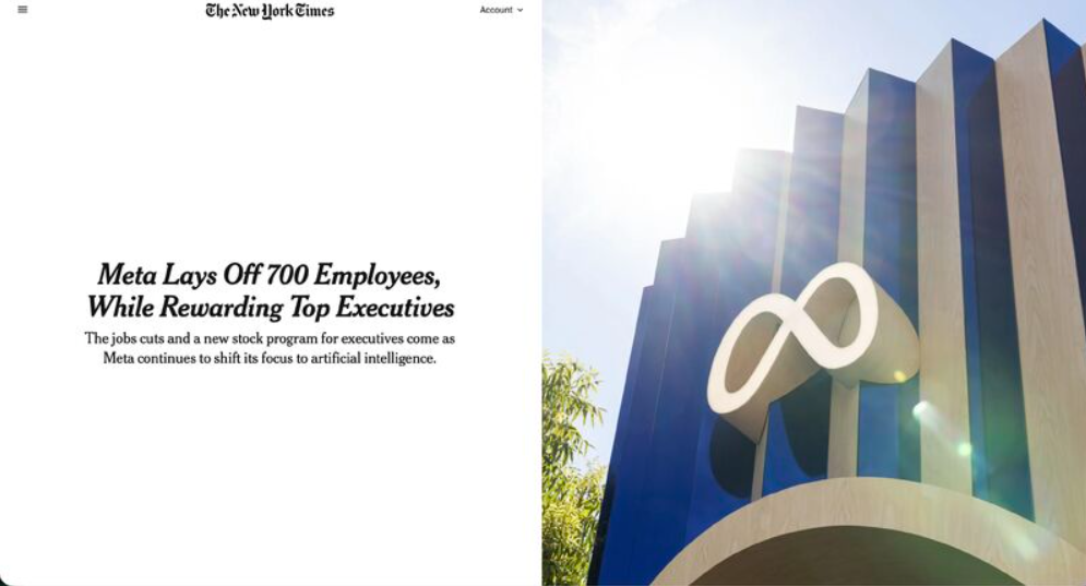 Meta sa thải 700 nhân sự, dồn lực vào AI 1 Thông tin từ New York Times