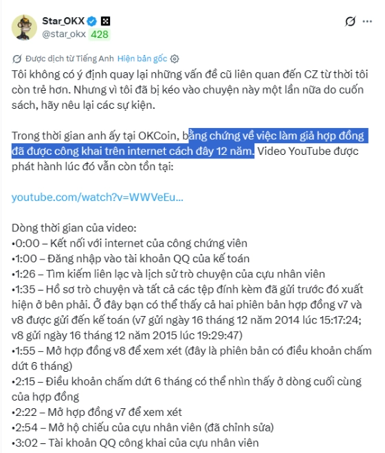 CEO OKX tố CZ làm giả hợp đồng và nói sai sự thật