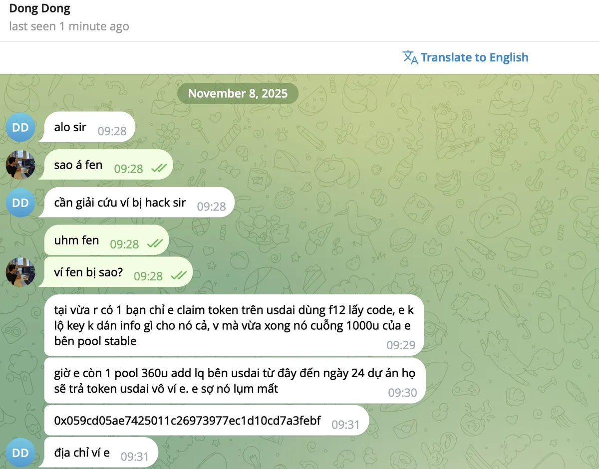 Tường thuật vụ hack tinh vi của một nạn nhân trong vụ việc. Ảnh: Airdrop101