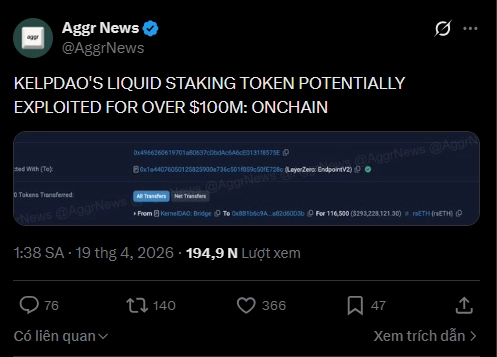 Kelp DAO bị hack 293 triệu USD: Trở thành vụ hack DeFi lớn nhất 2026