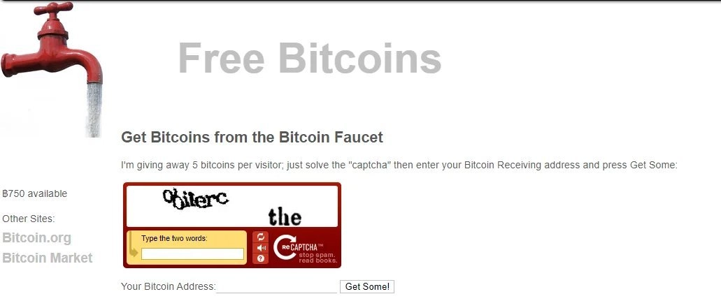 Bitcoin faucet hồi sinh sau hơn 15 năm 1 Giải capcha và nhận 5 BTC
