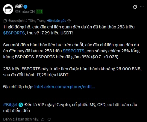 1 KOL trung chỉ ra ESPORT bị bán tháo