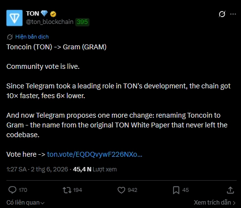 Toncoin đổi tên đồng coin thành Gram – Hồi sinh cái tên từng bị SEC “khai tử”