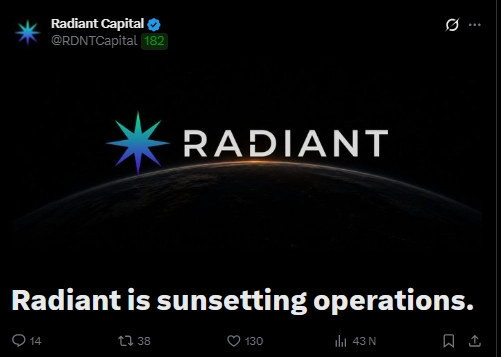 Radiant Capital đóng cửa sau 18 tháng vật lộn hậu vụ hack 50 triệu USD