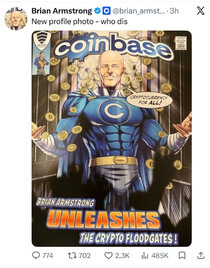 Brian Armstrong đổi avatar