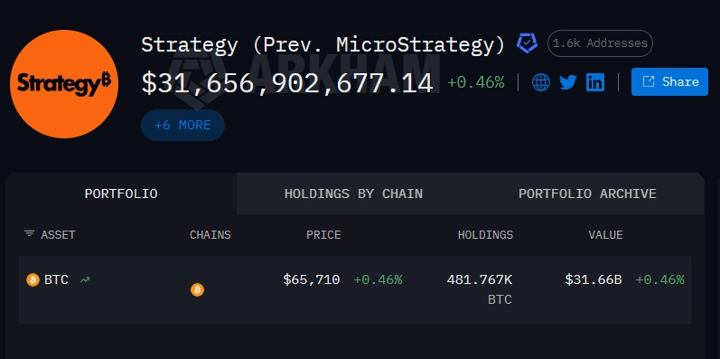 Số BTC mà Strategy đang nắm giữ
